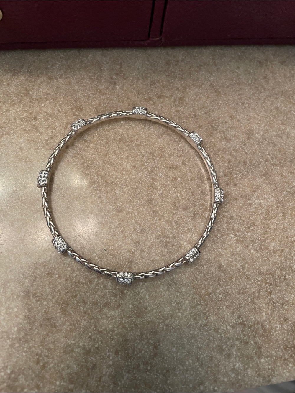 Brighton Meridian Silver-Tone Braided Bangle with Crystal Beads